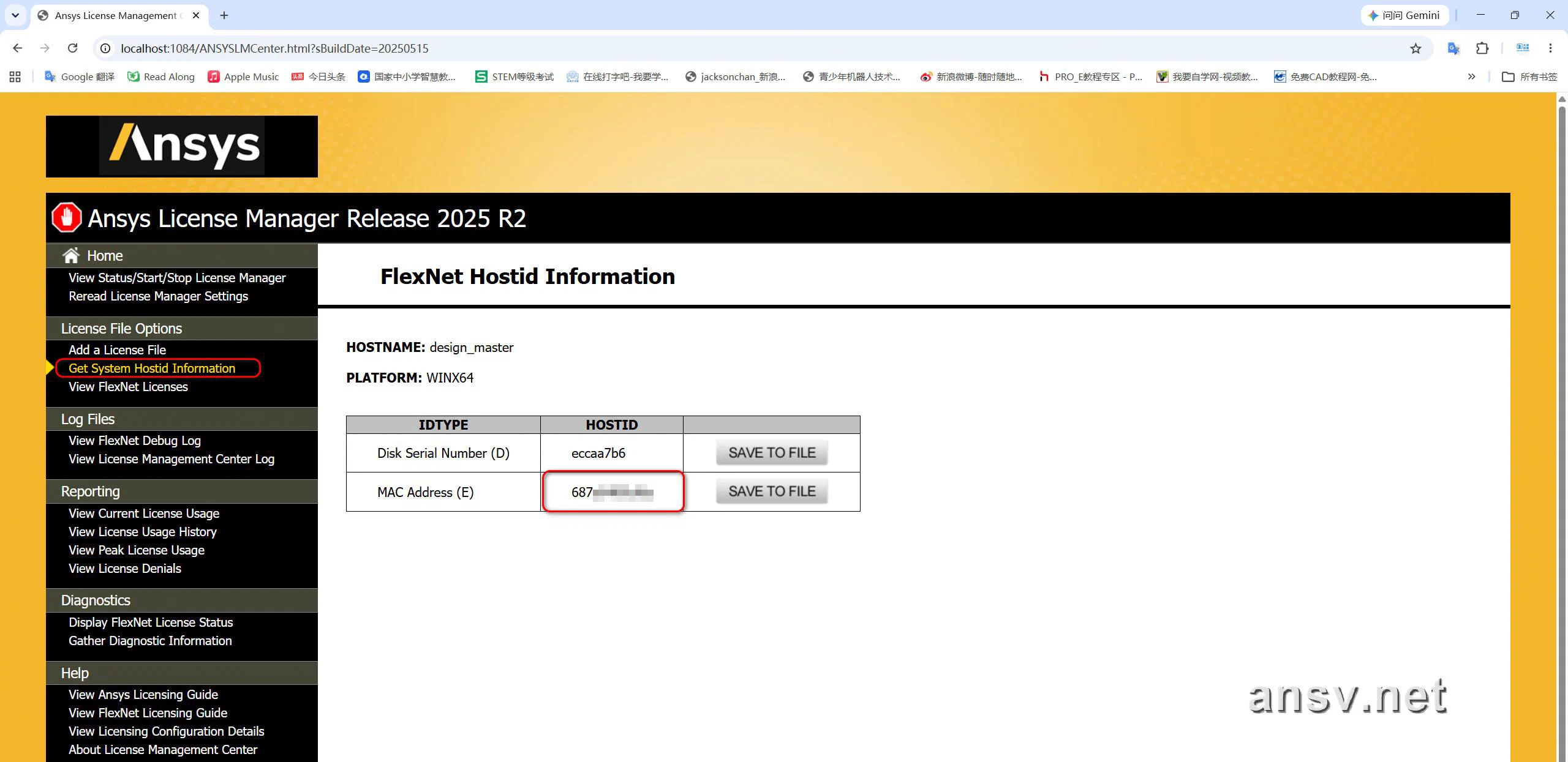 在网页中查询本机 HOSTID 信息