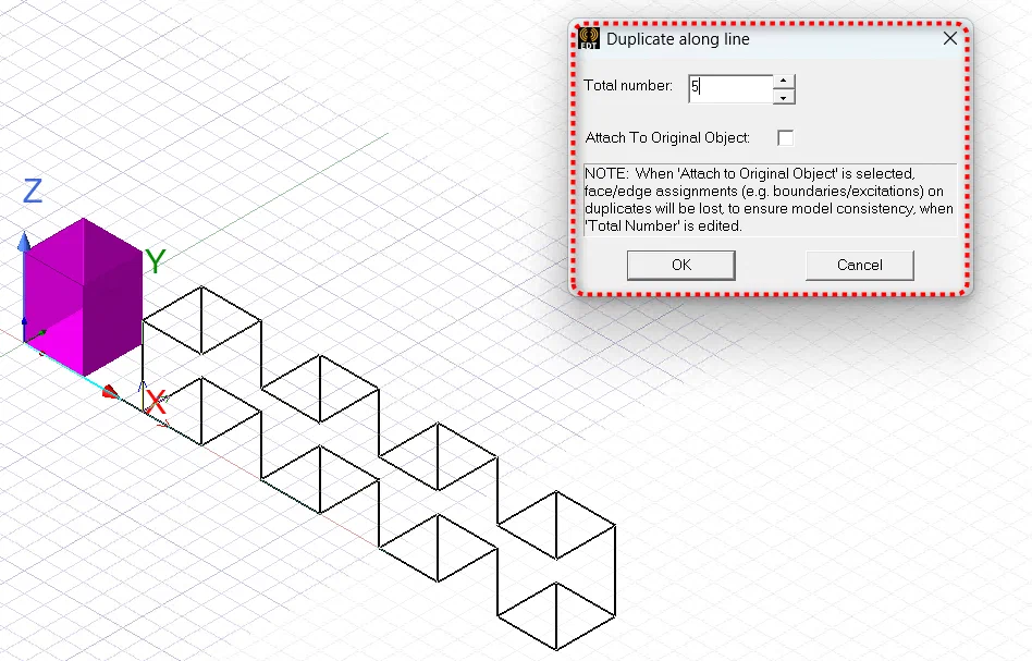Duplicate Along Line 参数设置窗口