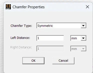 Chamfer 倒角参数数值输入