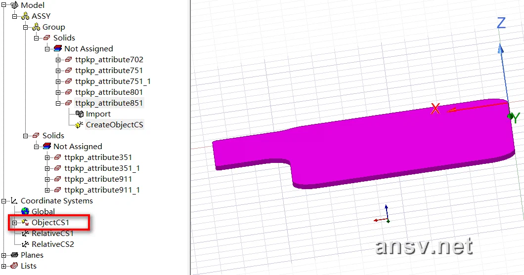 绑定于实体的实体坐标系 (Object CS)