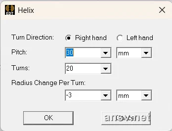 Helix 设定对话框